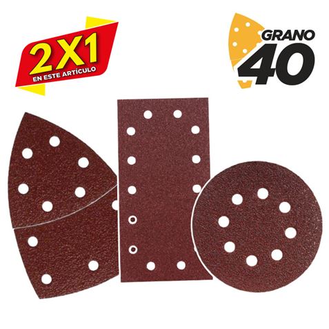SET DE 9 LIJAS GRANO 40 PARA LIJADORA MODELO BL0151 (2 X 1)