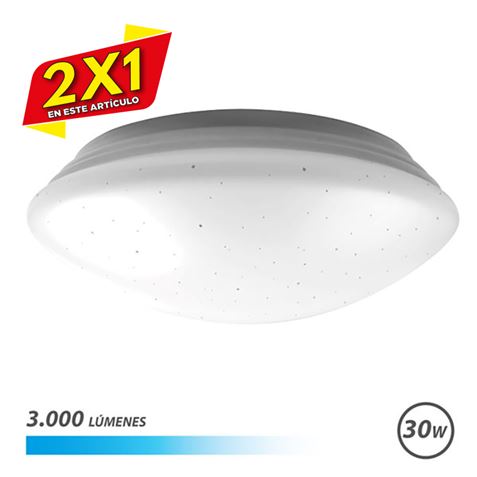 APLIQUE LED TECHO REDONDO 30W 3000LM LUZ FRIA SERIE SATURNO ELBAT (2 X 1)