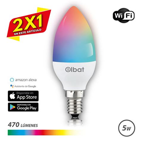 BOMBILLA LED SMART WIFI VELA C37 E14 5W 470LM RGB (2 X 1)