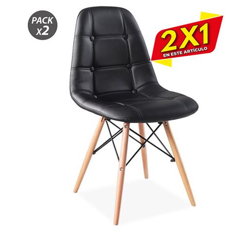 PACK 2 SILLAS DESIGN D300 NEGRAS MUVIP (2 X 1)