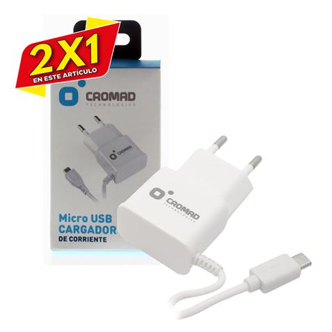 CARGADOR DE CORRIENTE MICRO USB 2.1A BLANCO CROMAD (2 X 1)