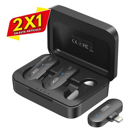 MICROFONO INALAMBRICO DE SOLAPA CON CAJA DE CARGA Y LIGHTNING XO (2 X 1)
