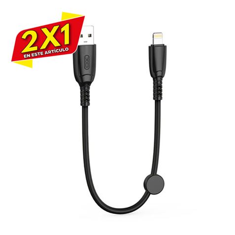 CABLE NB247 CARGA RAPIDA USB - LIGHTNING | 6A | 25CM CLIP NEGRO XO (2 X 1)