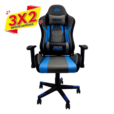 SILLA GAMING SERIE PHOENIX AZUL CROMAD (3 X 2)