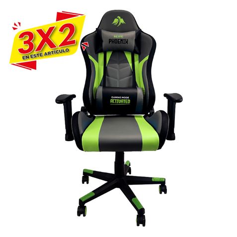 SILLA GAMING SERIE PHOENIX VERDE CROMAD (3 X 2)