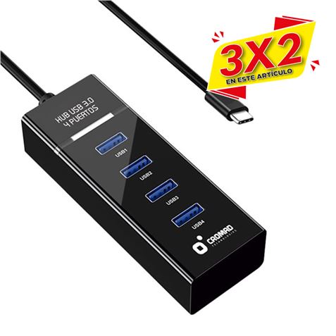 HUB TIPO C USB 3.0 4 PUERTOS CROMAD (3 X 2)