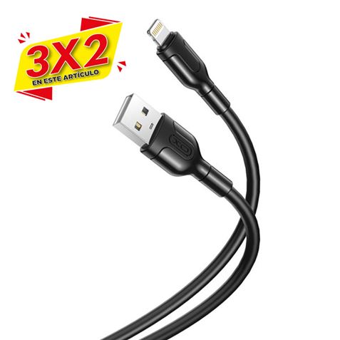 CABLE NB212 SILICONA USB - LIGHTNING | 2.1A | 1 MTR | NEGRO XO (3 X 2)