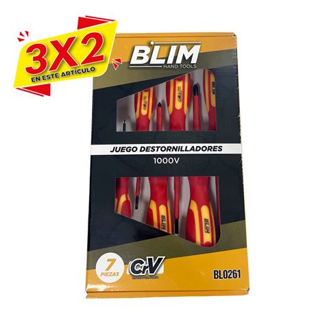 JUEGO 7 PIEZAS DESTORNILLADORES 1.000V BLIM (3 X 2)