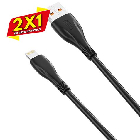 CABLE NB185 CARGA RAPIDA USB - LIGHTNING | 6A | 1 METRO | NEGRO XO (2 X 1)