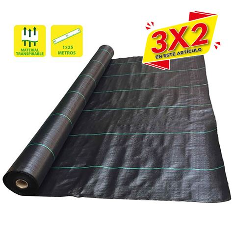 MALLA ANTIHIERBAS NEGRA 100GR 1X25M SUNGARDEN (3 X 2)