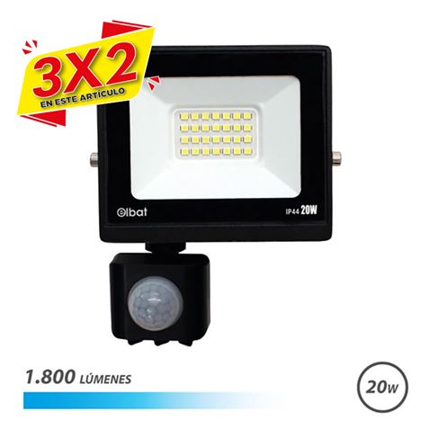 FOCO LED SERIE SLIM 20W CON SENSOR | 1800LM | 6500K ELBAT (3 X 2)