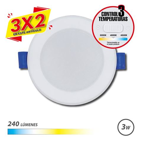 DOWNLIGHT CIRCULAR 3W | 240LM | SELECTOR 3 TEMPERATURAS ELBAT (3 X 2)