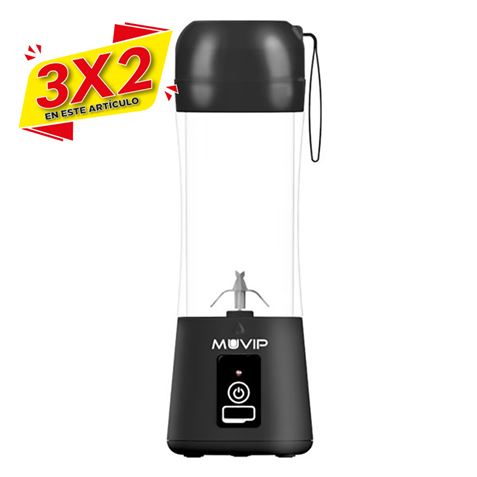 BATIDORA DE VASO PORTÁTIL RECARGABLE 380ML NEGRA MUVIP (3 X 2)