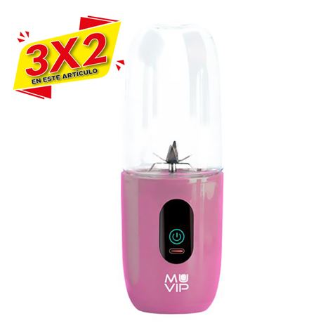 BATIDORA DE VASO PORTÁTIL RECARGABLE COLOR DESIGN 460ML ROSA MUVIP (3 X 2)
