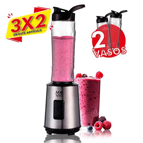 BATIDORA SMOOTHIE 300W INOX 2 VASOS 600ML MUVIP (3 X 2)