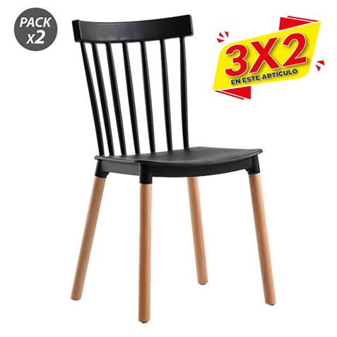 PACK 2 SILLAS DESIGN D800 NEGRAS MUVIP (3 X 2)