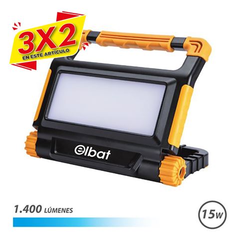 FOCO LED RECARGABLE 15W 1400LM LUZ FRIA ELBAT (3 X 2)