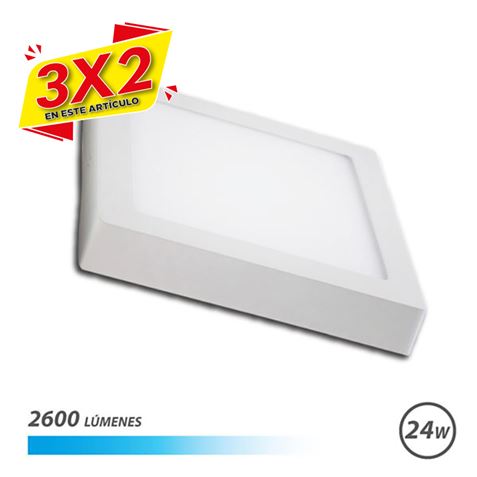 DOWNLIGHT CUADRADO SOBRE PARED LED 24W 2600LM LUZ FRIA ELBAT (3 X 2)