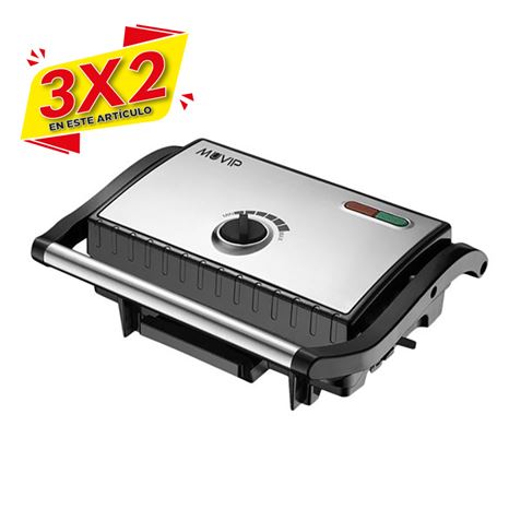 SANDWICHERA INOX PLACA LISA 1500W TEMPERATURA REGULABLE MUVIP (3 X 2)
