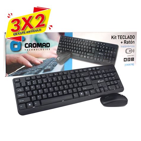 KIT TECLADO + RATÓN INALÁMBRICOS CROMAD (3 X 2)