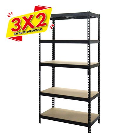 ESTANTERIA METÁLICA NEGRA 5 BALDAS 183X90X45CM BLIM (3 X 2)