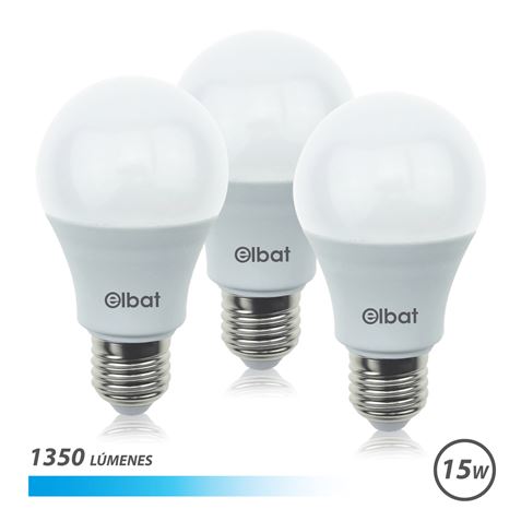 REAC PACK 3 BOMBILLAS LED A60 | 15W | 1350LM | E27 | LUZ FRIA | ELBAT - EB0337