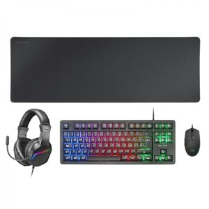 PACK GAMING TECLADO H-MECH | RATON RGB | AURICULARES | ALFOMBRILLA | NEGRO - MCPRGB3ES