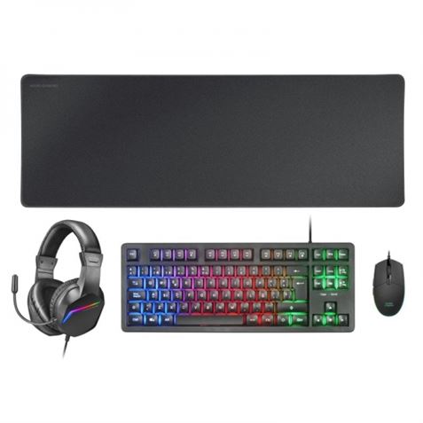 PACK GAMING TECLADO H-MECH | RATON RGB | AURICULARES | ALFOMBRILLA | NEGRO - MCPRGB3ES