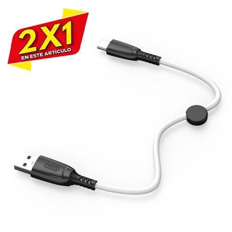 CABLE NB247 CARGA RAPIDA USB - TIPO C | 6A | 25CM CLIP | BLANCO XO (2 X 1)
