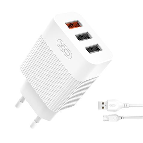 PACK CARGADOR DE CORRIENTE L72 18W QUICK CHARGE 3.0 | CABLE MICRO USB XO - XOL72MCWH