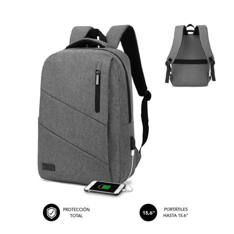 MOCHILA PARA PORTATILES HASTA 15.6" CITY BACKPACK CON USB SUBBLIM GRIS - BP-2BL2000-1