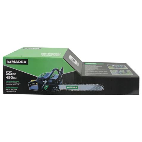 MOTOSIERRA DE GASOLINA 55 CC, 18" ARRANQUE SUAVE MADER - 69501-6