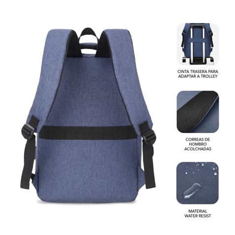 MOCHILA PARA PORTATILES HASTA 15.6" CITY BACKPACK CON USB SUBBLIM AZUL - BP-2BL2001-2