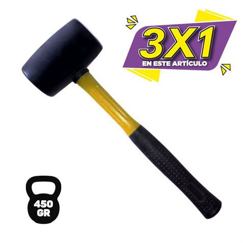 MAZO DE GOMA NEGRO 450GR. MANGO FIBRA BLIM (3 X 1)