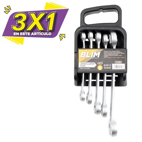 JUEGO LLAVES FIJAS PARA RACORES CRV 5PCS BLIM (3 X 1)