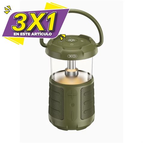 ALTAVOZ BLUETOOTH 15W CON LAMPARA CAMPING XOF49 VERDE XO (3 X 1)