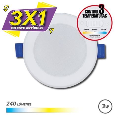 DOWNLIGHT CIRCULAR 3W | 240LM | SELECTOR 3 TEMPERATURAS ELBAT (3 X 1)
