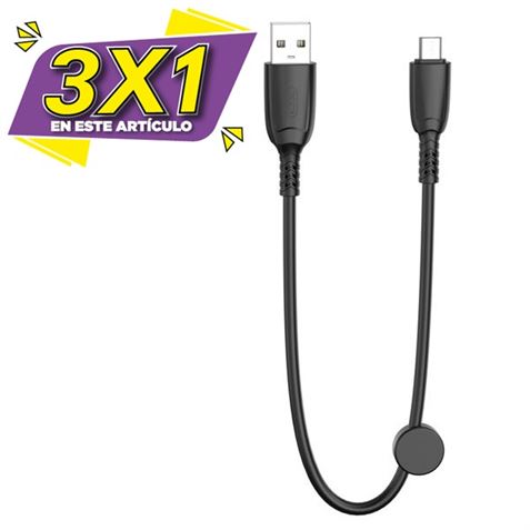 CABLE NB247 CARGA RAPIDA USB - MICRO USB | 6A | 25CM CLIP NEGRO XO (3 X 1)
