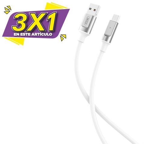 CABLE NB251 CARGA RAPIDA USB - MICRO USB | 6A | 1 METRO | BLANCO XO (3 X 1)