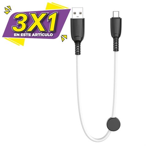 CABLE NB247 CARGA RAPIDA USB - MICRO USB | 6A | 25CM CLIP BLANCO XO (3 X 1)
