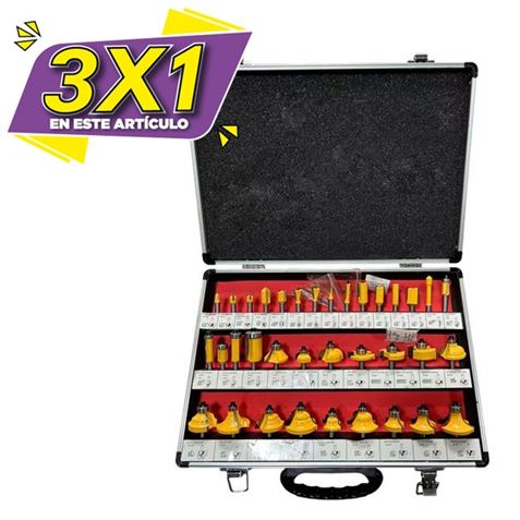JUEGO 35 PCS FRESAS 6MM PARA MADERA BLIM (3 X 1)