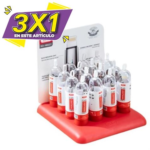 PACK EXPOSITOR NB221 16 CABLES LIGHTNING METAL 1 METRO XO (3 X 1)