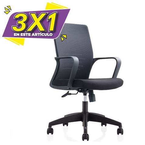 SILLA OFICINA OF1000 NEGRO MUVIP (3X1)