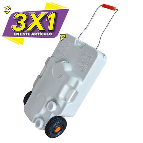TANQUE DE AGUA PORTÁTIL 30 LITROS RUEDAS + ASA TRANSPORTE MUVIP (3 X 1)