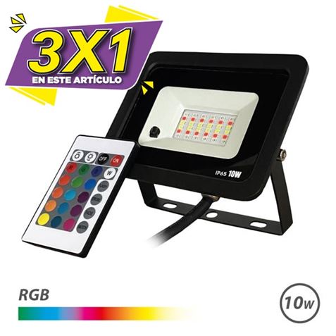 FOCO LED RGB 10W + MANDO ELBAT (3 X 1)