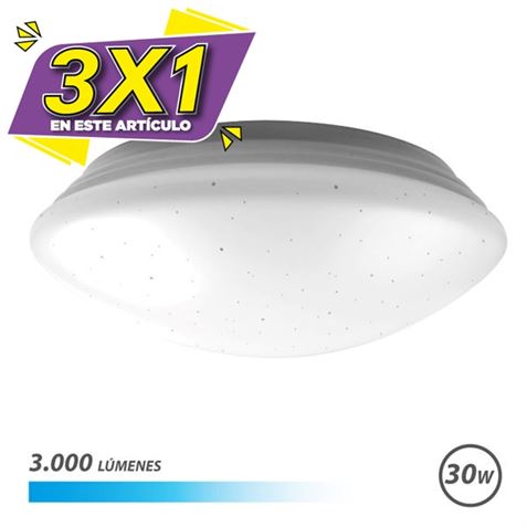 APLIQUE LED TECHO REDONDO 30W 3000LM LUZ FRIA SERIE SATURNO ELBAT (3 X 1)