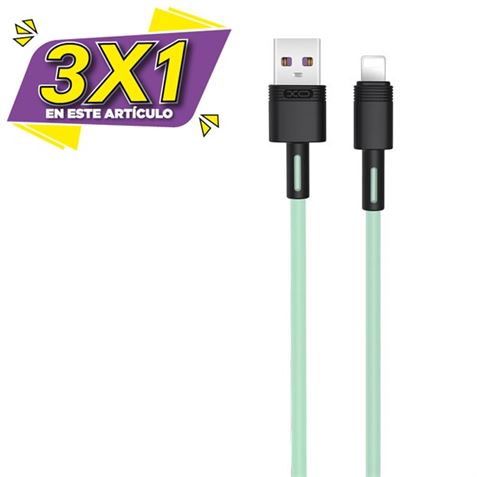 CABLE NBQ166 CARGA RAPIDA USB - LIGHTNING | 5A | 1 METRO | VERDE XO (3 X 1)
