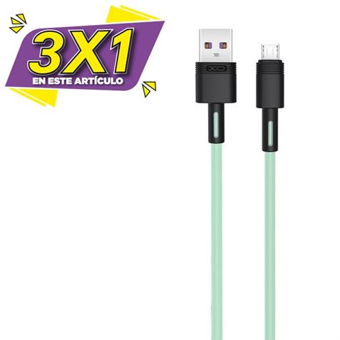 CABLE NBQ166 CARGA RAPIDA USB - MICRO USB | 5A | 1 METRO | VERDE XO (3 X 1)