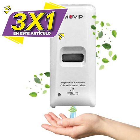 DISPENSADOR DE GEL AUTOMÁTICO SIN CONTACTO PARA PARED 1000ML MUVIP (3 X 1)