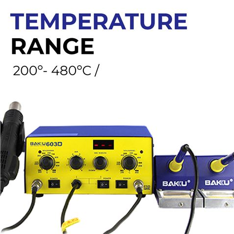 ESTACION SOLDADURA AIRE CALIENTE 550W BAKU-603D (NOTA: GARANTIA ESPECIAL) - BAKU-603D-1